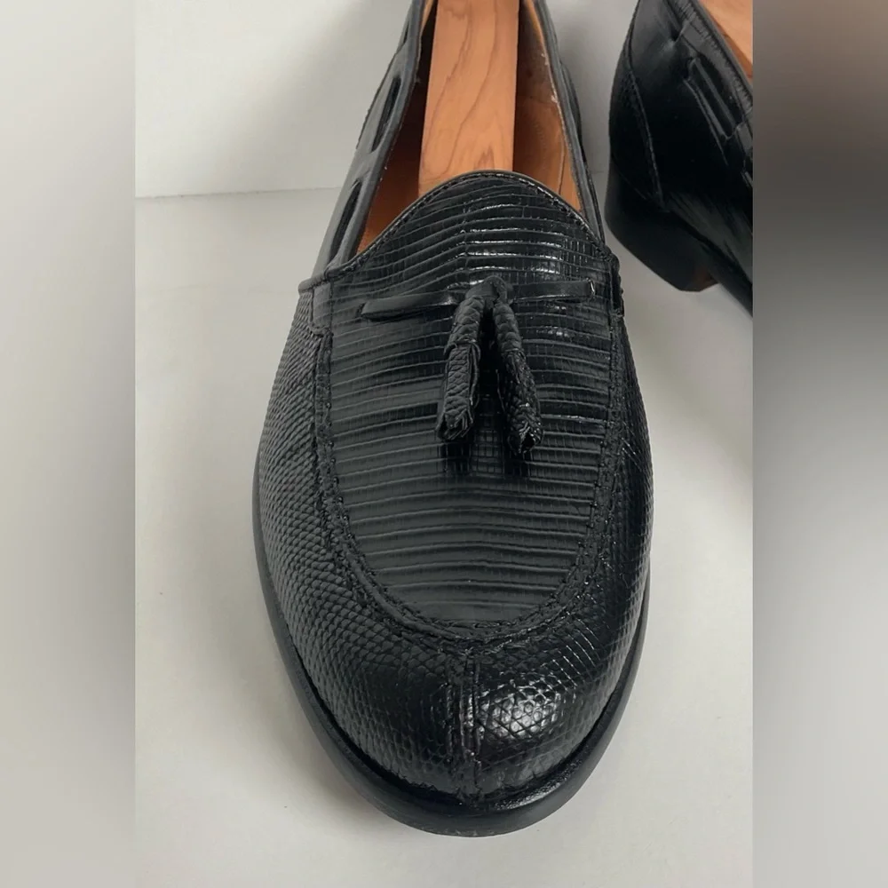 Zelli Italia | Teju Lizard Tassel Loafers | Black | Men’s 9 M